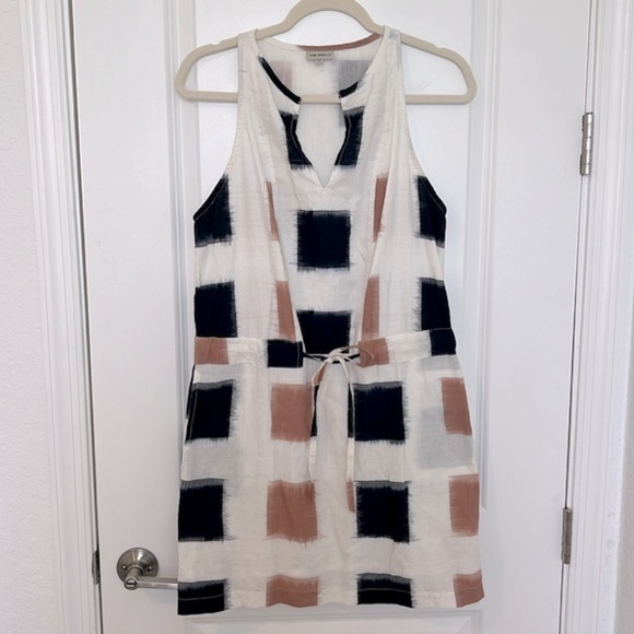 Anthropologie The Odells Yarn-Dyed Henley Shirt Dress Ikat Print Navy Small - Picture 10 of 17